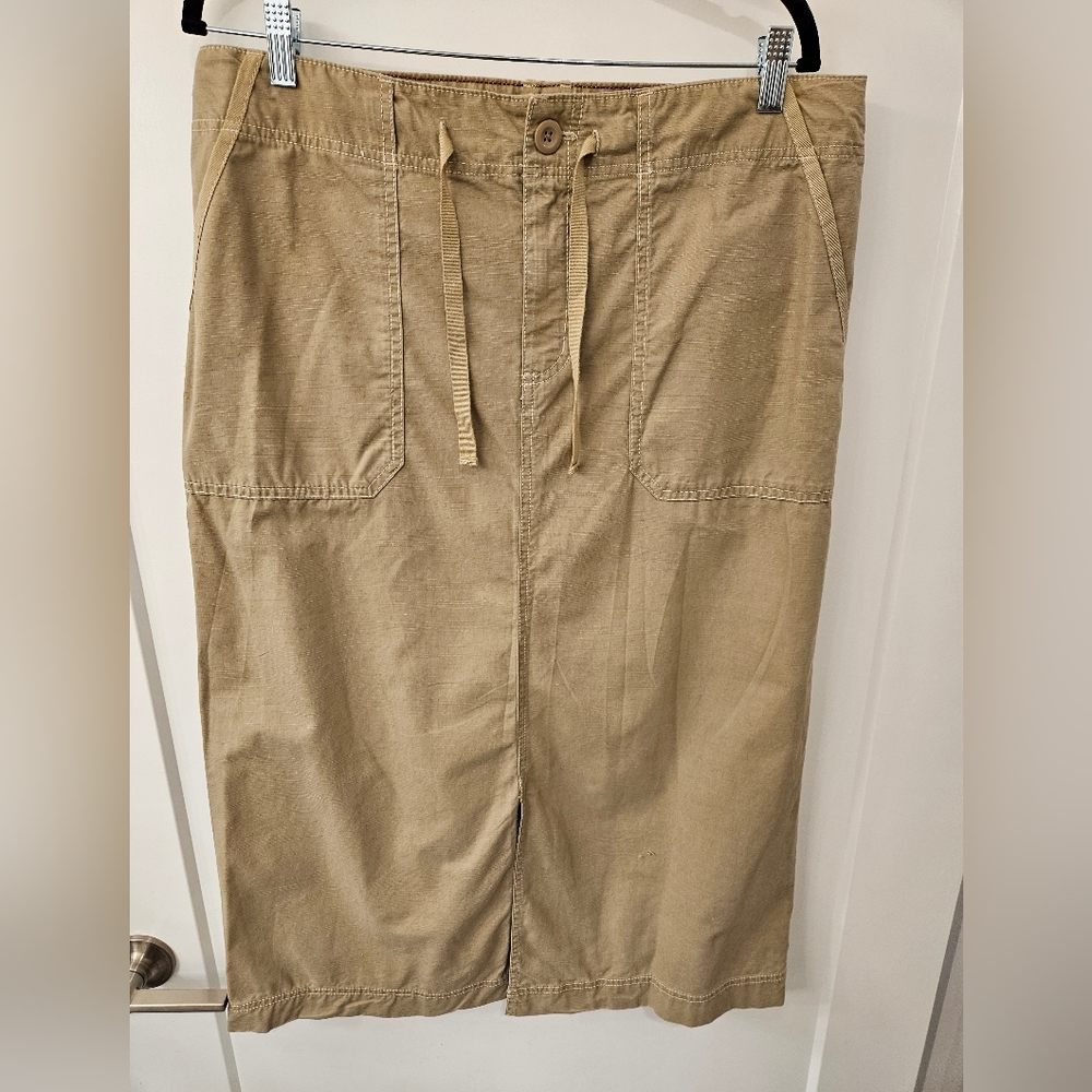 NWT - Eddie Bauer Drawstring Tan Cotton Skirt - Size - 14